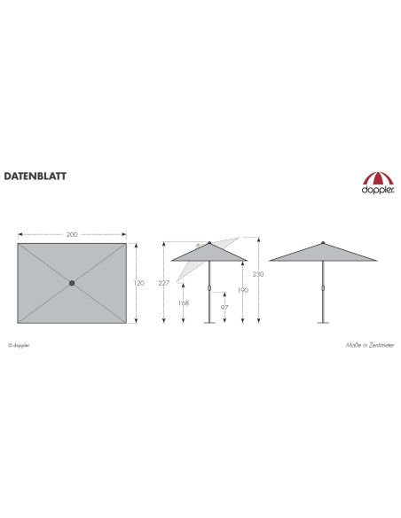 ACTIVE 200 x 120 cm slnečník so stredovou nohou| Doppler