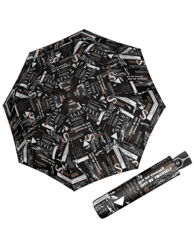 Fiber Magic Scribble Black | Dámsky skladací dáždnik | Doppler