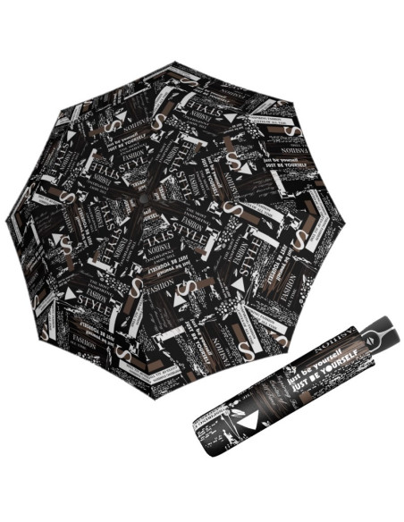Fiber Magic Scribble Black | Dámsky skladací dáždnik | Doppler