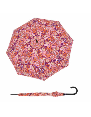 Fiber Flex Long AC Paisley berry - dámsky holový vystreľovací dáždnik - DOPPLER