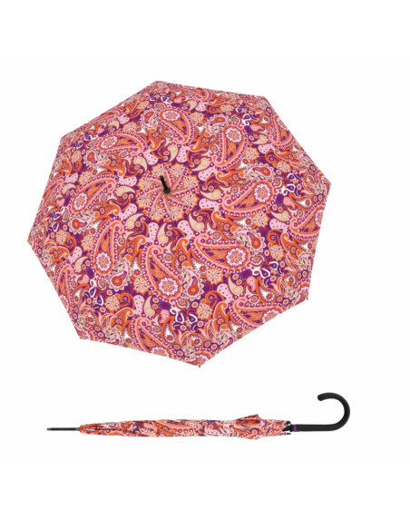 Fiber Flex Long AC Paisley berry - dámsky holový vystreľovací dáždnik - DOPPLER