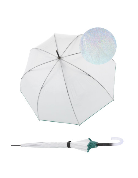 Knirps C.760 Stick Transparent Stardust Agave | Dámský průhledný deštník | Doppler